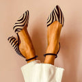 ZEBRA-PRINT POINTED TOE PUMPS WITH ANKLE STRAP