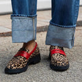 LEOPARD PRINT LOAFER WITH RED DETAIL