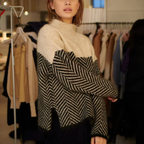 Selena - Chevron Pattern High-Neck Sweater