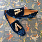 MIDNIGHT ELEGANCE LOAFERS WITH CHAMPAGNE TASSELS