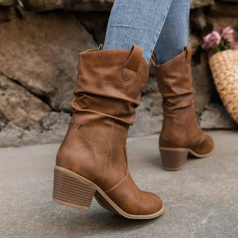 Bina | Classic Mid-Calf Western Boots