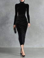 Neriis | Black Velvet Bodycon Dress